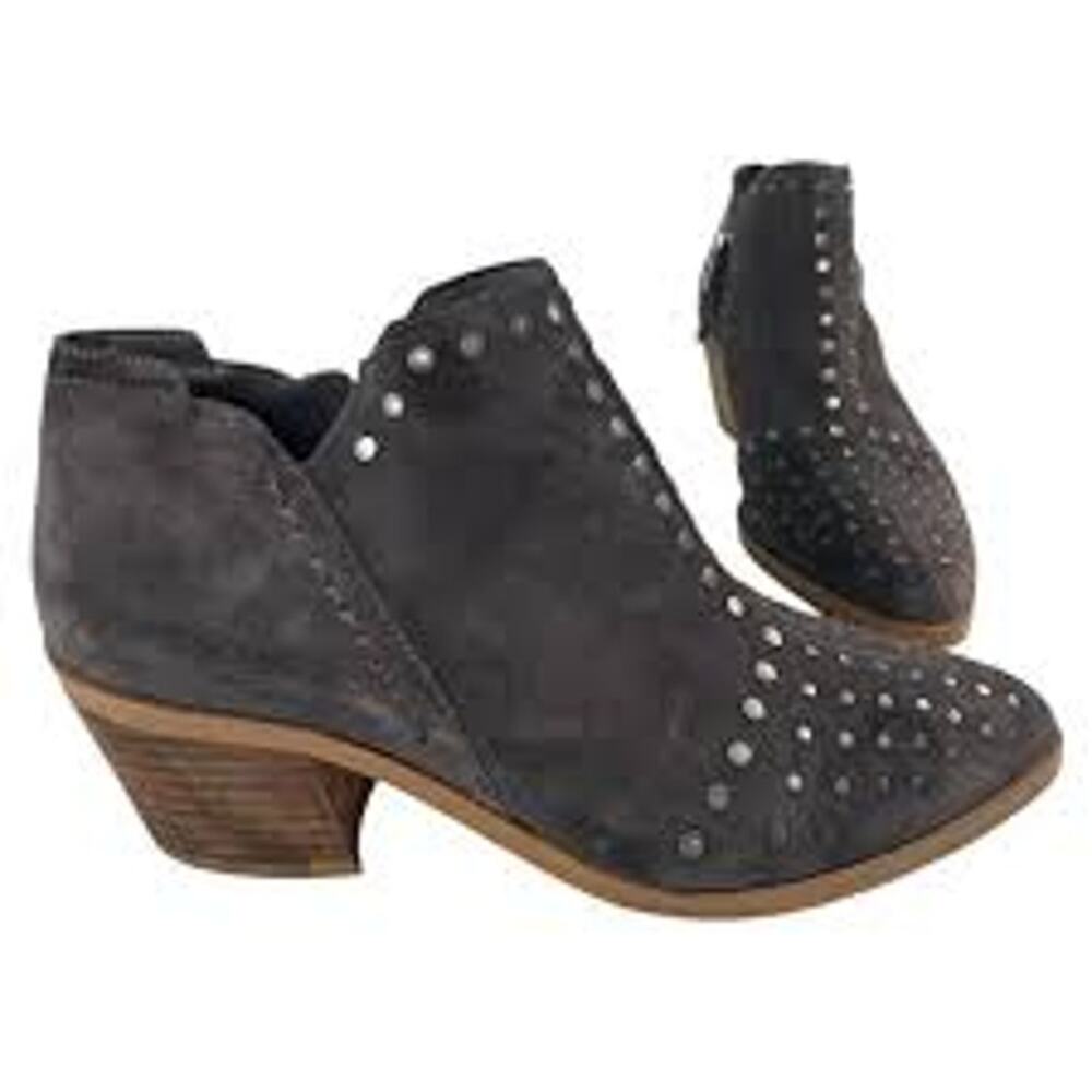 1.STATE Loka Studded Suede Ankle Booties Gray Pointed Toe Women's 7